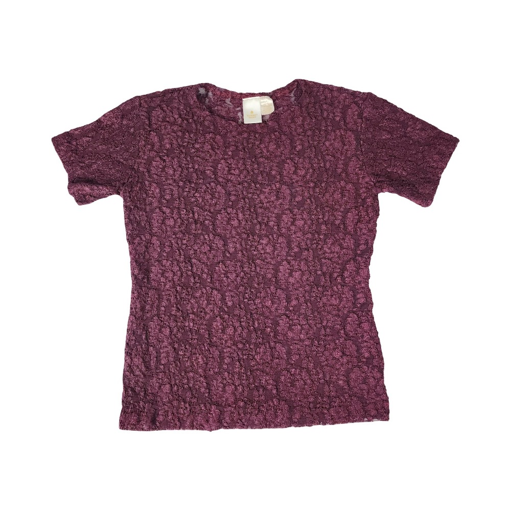 Vintage Victorias‎ Secret Gold Label Popcorn Mesh Lace Top Plum Purple Womens M